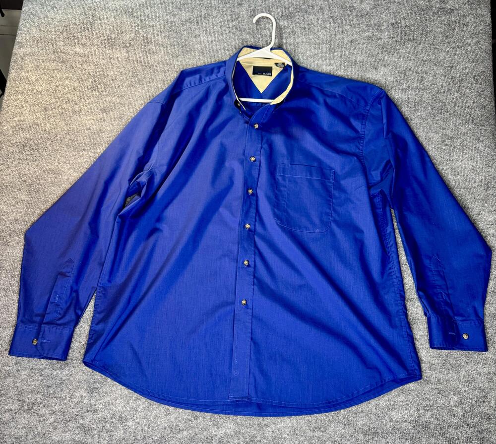 Bill Blass Shirt Mens 2XL Blue Long Sleeve Button Down Dress Work Classic